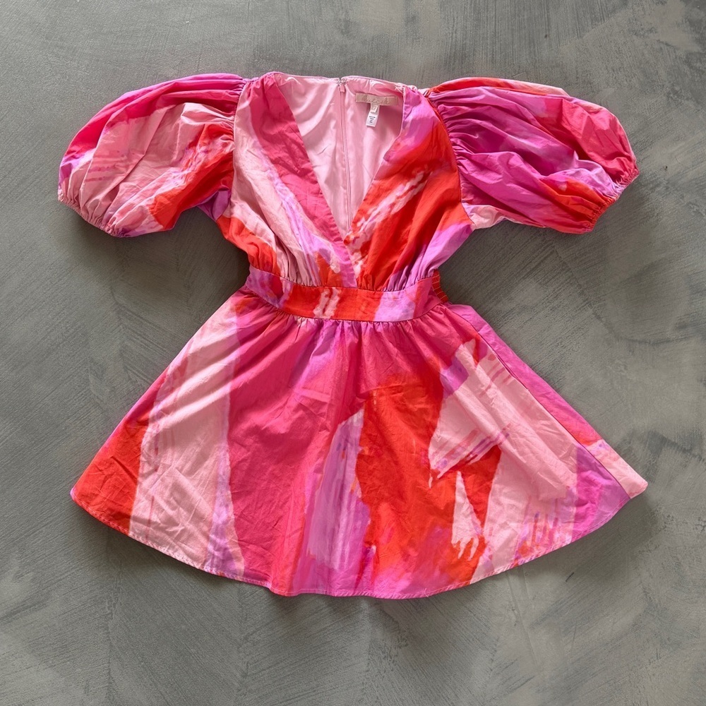 Hutch Women's Pink Ombre Puff Sleeve Mini Dress - Picture 11 of 13